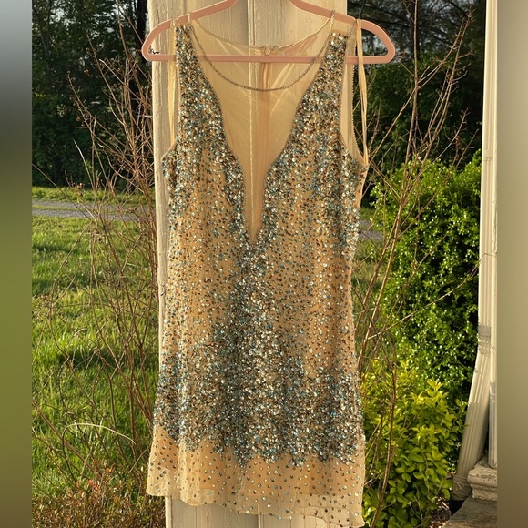 Y2K Deadstock Monique Leshman Coso Sheer Beeded Party Vegas Birthday Mini - Picture 4 of 8